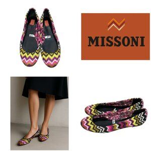 Missoni For Target Womens Ballet Flats Size 9.5M Multicolor Chevron Fabric